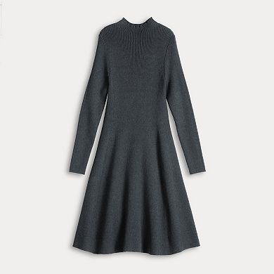 Petite Simply Vera Vera Wang Long Sleeve Flare Sweater Dress