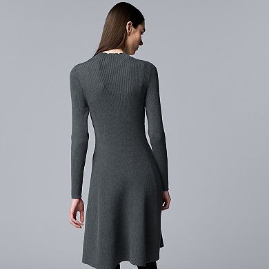 Petite Simply Vera Vera Wang Long Sleeve Flare Sweater Dress