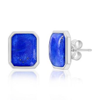 Nautica Rocks Sterling Silver Gemstone Rectangle Stud Earrings