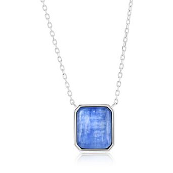 Nautica Rocks Sterling Silver Gemstone Rectangle Pendant Necklace