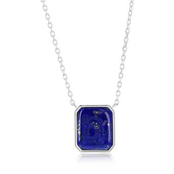 Nautica Rocks Sterling Silver Gemstone Rectangle Pendant Necklace