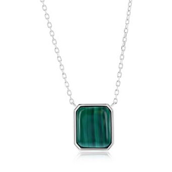 Nautica Rocks Sterling Silver Gemstone Rectangle Pendant Necklace