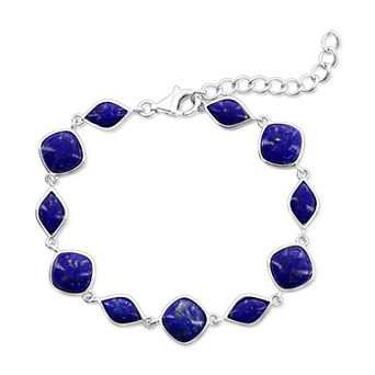 Nautica Rocks Sterling Silver Gemstone Multi-Shape Link Bracelet