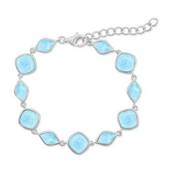 Nautica Rocks Sterling Silver Gemstone Multi-Shape Link Bracelet