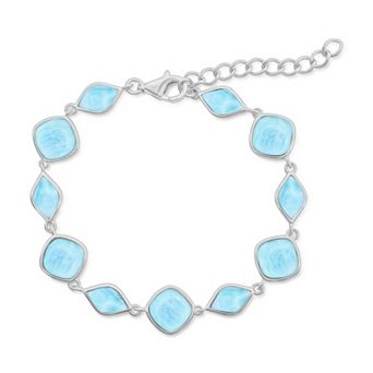 Nautica Rocks Sterling Silver Gemstone Multi-Shape Link Bracelet