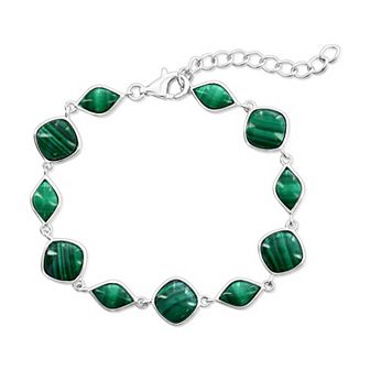 Nautica Rocks Sterling Silver Gemstone Multi-Shape Link Bracelet