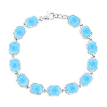 Nautica Rocks Sterling Silver Larimar Octagon Link Bracelet