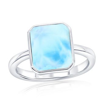 Nautica Rocks Sterling Silver Larimar Rectangle Ring