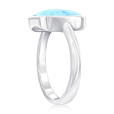 Nautica Rocks Sterling Silver Larimar Rectangle Ring