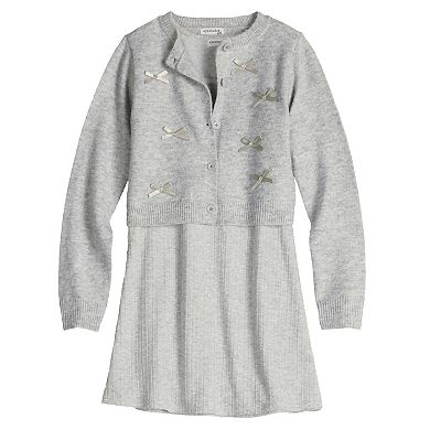 Girls 4-20 eyeshadow Bow Cardigan & Sweater Dress Set