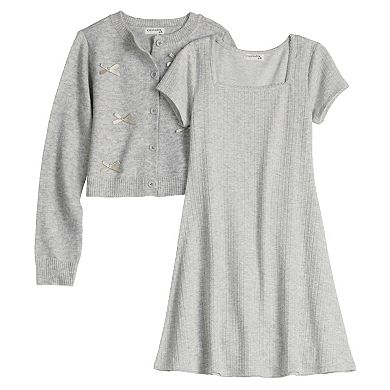 Girls 4-20 eyeshadow Bow Cardigan & Sweater Dress Set