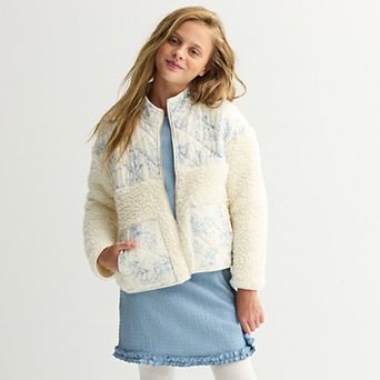 Girls 4-20 eyeshadow Quilted Western Print Jacket & Pucker Knit Dress Set