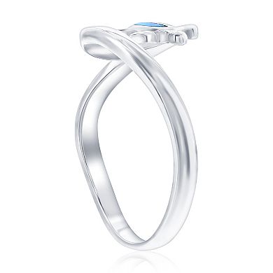 Nautica Rocks Sterling Silver Wave & Blue Opal Turtle Ring