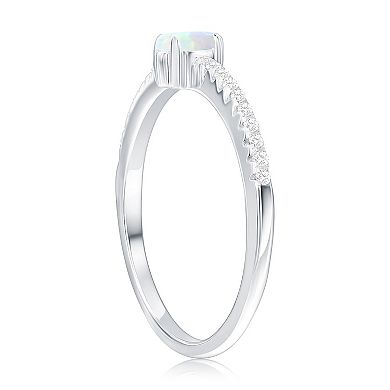 Nautica Rocks Sterling Silver White Opal & Cubic Zirconia Pear Ring