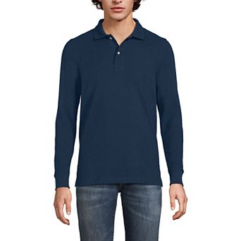Men's Lands' End Long Sleeve Mesh Polo Shirt