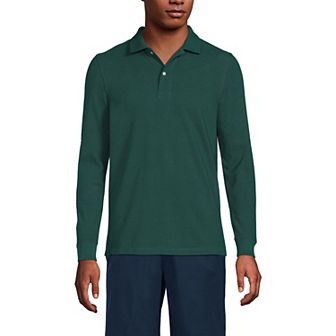 Men's Lands' End Long Sleeve Mesh Polo Shirt