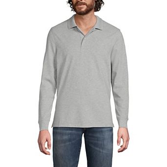 Men's Lands' End Long Sleeve Mesh Polo Shirt