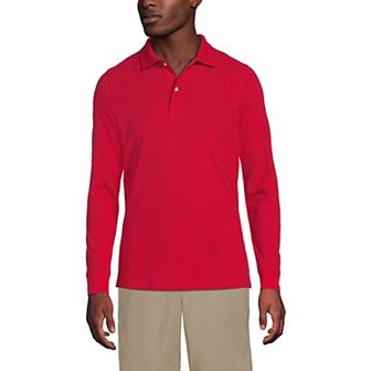 Men's Lands' End Long Sleeve Mesh Polo Shirt