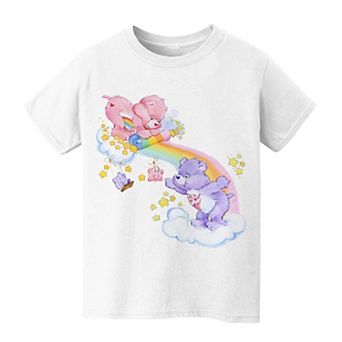 Kids 8-20 Cheer Bear And Share Bear Rainbow Graphic Tee