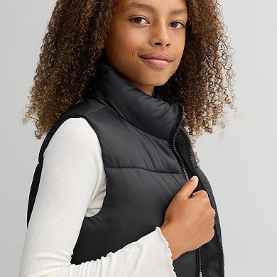 Girls 7-16 Self Esteem Puffer Vest with Long Sleeve Tee