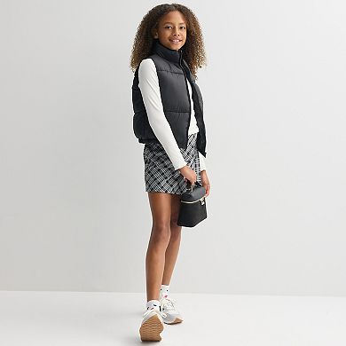 Girls 7-16 Self Esteem Puffer Vest with Long Sleeve Tee