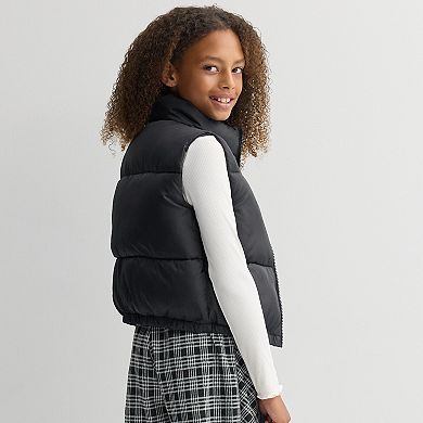 Girls 7-16 Self Esteem Puffer Vest with Long Sleeve Tee