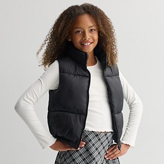 Girls 7-16 Self Esteem Puffer Vest with Long Sleeve Tee