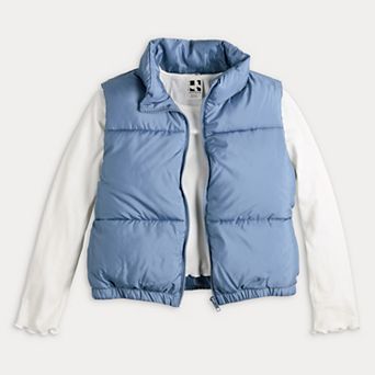 Girls 7-16 Self Esteem Puffer Vest with Long Sleeve Tee