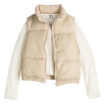 Girls 7-16 Self Esteem Puffer Vest with Long Sleeve Tee
