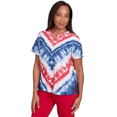 Women's Alfred Dunner Tie Dye American Chevron Tee