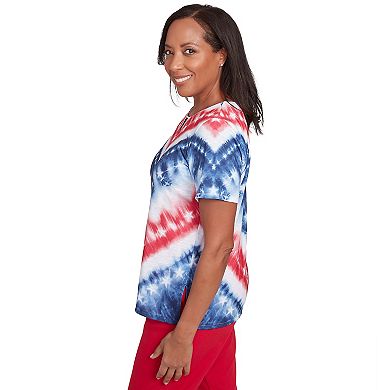Women's Alfred Dunner Tie Dye American Chevron Tee