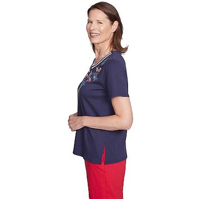 Women's Alfred Dunner Butterfly Criss-Cross Neck Tee