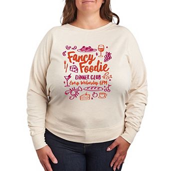 Plus Size Fancy Foodie Dinner Club French Terry Long Sleeve Tee