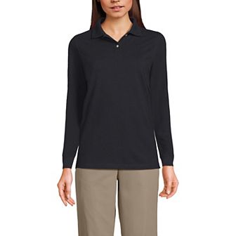 Women's Lands' End Long Sleeve Mesh Polo Top