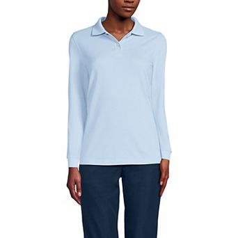 Women's Lands' End Long Sleeve Mesh Polo Top