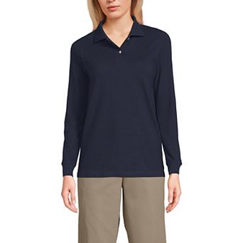 Women's Lands' End Long Sleeve Mesh Polo Top