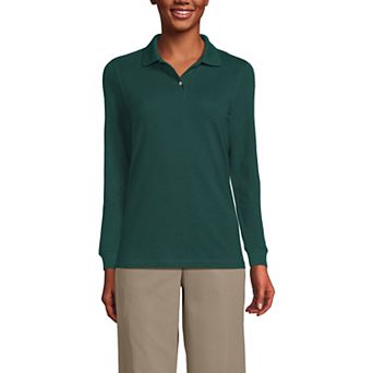 Women's Lands' End Long Sleeve Mesh Polo Top