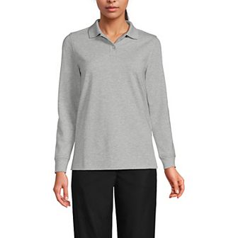 Women's Lands' End Long Sleeve Mesh Polo Top
