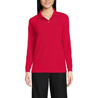Women's Lands' End Long Sleeve Mesh Polo Top