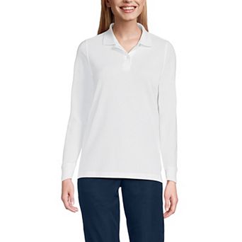 Women's Lands' End Long Sleeve Mesh Polo Top