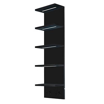 Sorbus 5 tier Wall Mounted Floating Shelf Unit with LED Lights - Home Decor and Storage Organizer