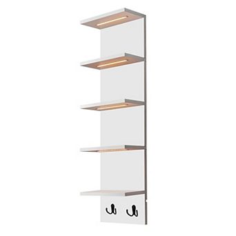 Sorbus 5 tier Wall Mounted Floating Shelf Unit with LED Lights - Home Decor and Storage Organizer