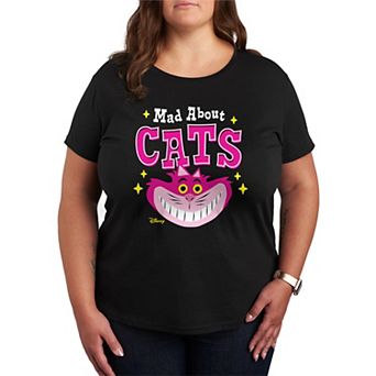 Disney's Alice In Wonderland Cheshire Cat Plus Size Mad About Cats Graphic Tee