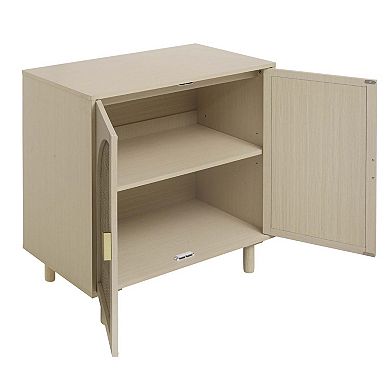 Mondawe Double Door Cabinet, Elegant Storage Cabinet Made Of Rattan Weaving