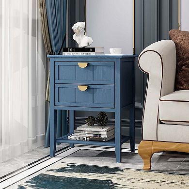 Mondawe Double Drawer Side Table,With Adjustable Stability Drawers End Table