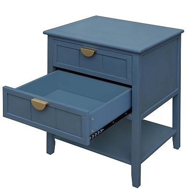 Mondawe Double Drawer Side Table,With Adjustable Stability Drawers End Table