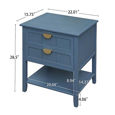 Mondawe Double Drawer Side Table,With Adjustable Stability Drawers End Table