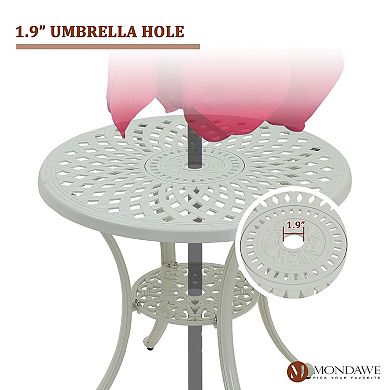 Mondawe Patio Table Round Outdoor Coffee Table with Umbrella Hole