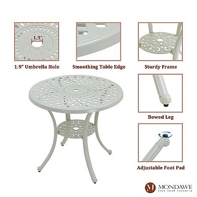 Mondawe Patio Table Round Outdoor Coffee Table with Umbrella Hole