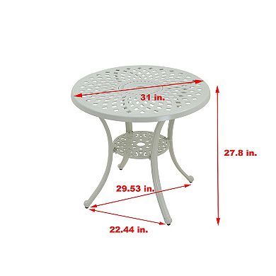 Mondawe Patio Table Round Outdoor Coffee Table with Umbrella Hole